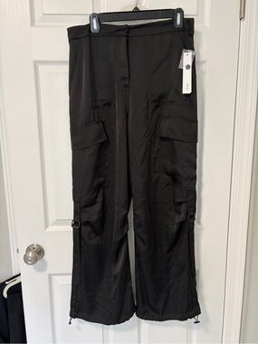 Aqua Black Wide-Leg Cargo Pants